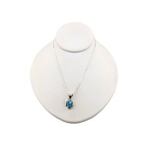 Navajo Tri-tones Turquoise Mosaic Inlay Pendant Mariner Chain Necklace‎ 22"**